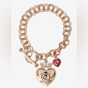 Juicy Couture Gold Bracelet with Pink Heart Charm